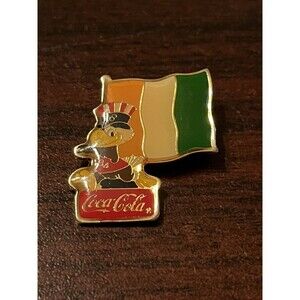 Vintage 1984 Los Angeles Olympics Coca Cola Sam Eagle Ivory Coast Flag Lapel Pin